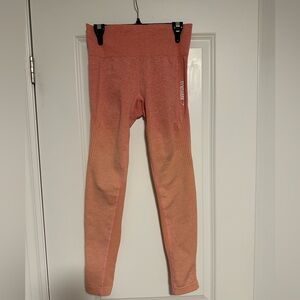GymShark coral/peach ombré seamless leggings size small